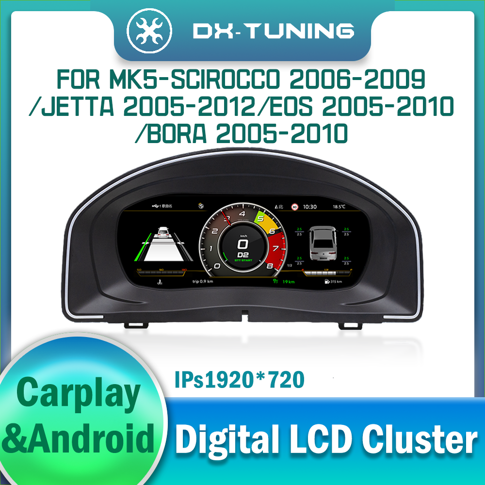 Instrument Cluster for VW Scirocco 2006-2009 Sagitar Jetta 2005-2012 Eos Bora 2005-2010 Digital LCD Virtual Gauge