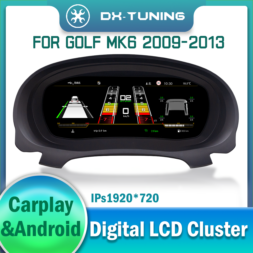 Instrument Cluster for VW MK6 Golf 6 2009-2013 Digital LCD Panel Speedometer Virtual Gauge