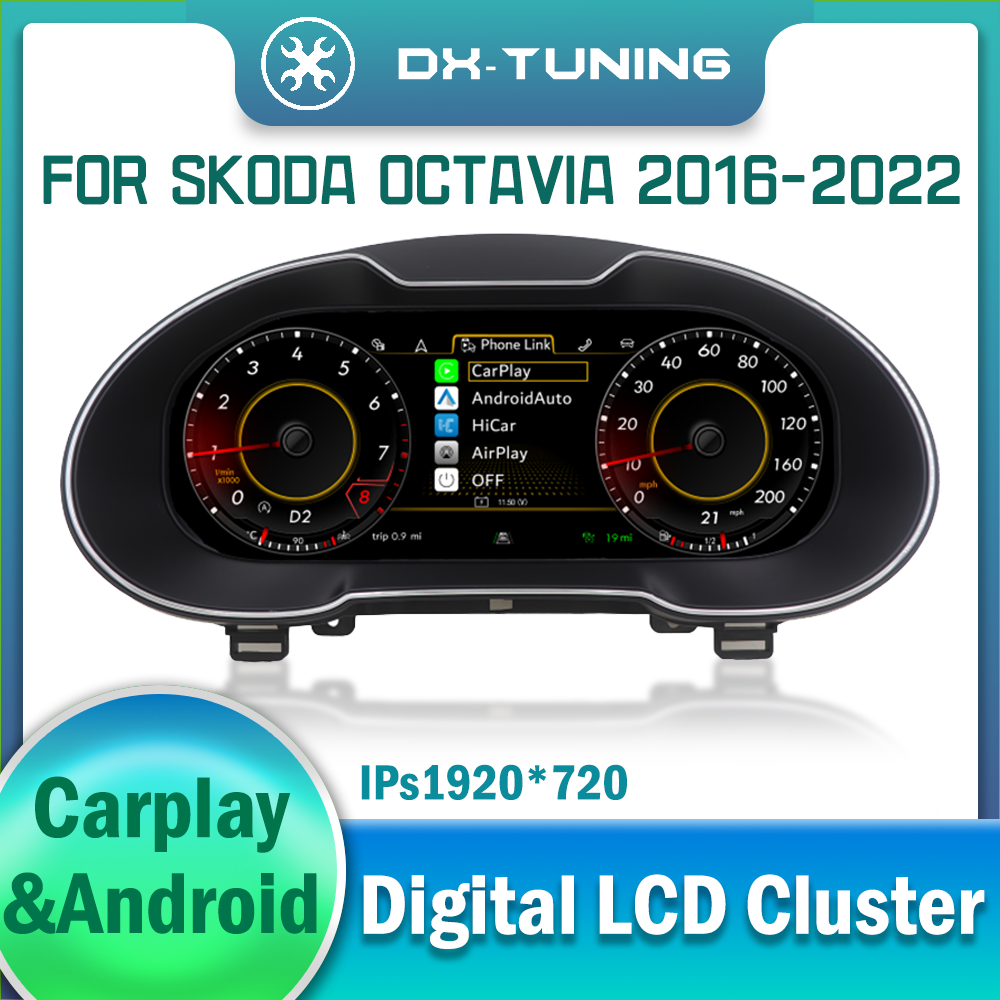 LCD Digital Dashboard Cluster For Skoda Octavia 2016-2022 Years Virtual Instrument Panel Cockpit