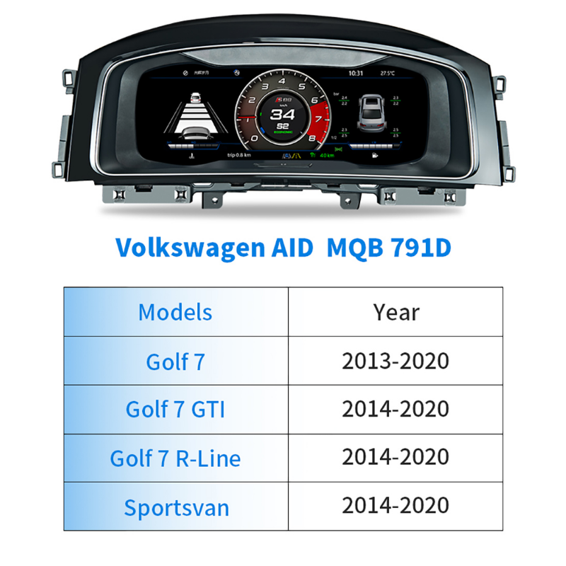 Digital cluster For VW B8 PASSAT CC golf MK7  GTI